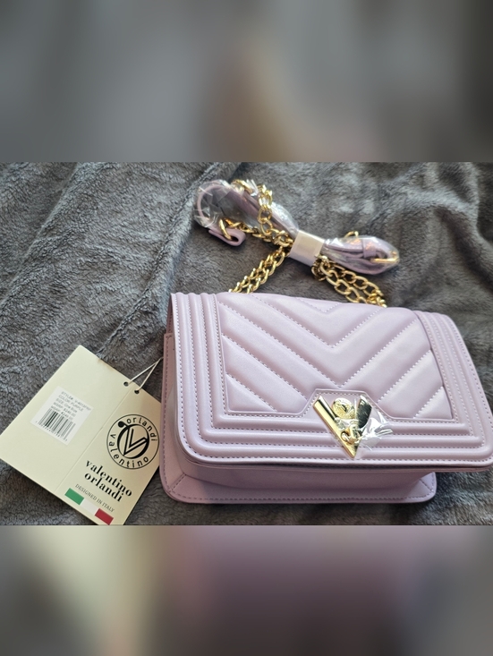 Valentino Orlandi Handbags - Valentino Orlandi Lavender Quilted Crossbody with Gold Chain